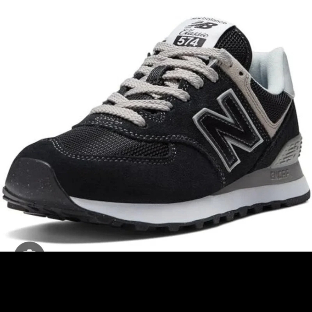 New Balance 574 Women's Black and Light Gray Athletic Sneakers